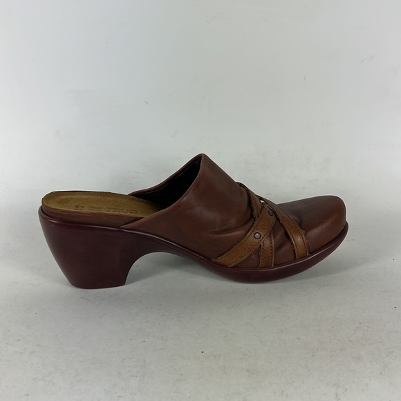 Naot tan brown leather minimalist clog backless heeled mules women’s size 8 - Picture 3 of 9